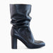 Delphina black leather heeled boots